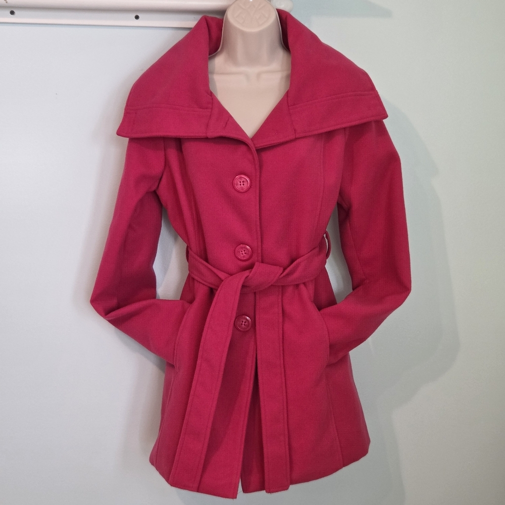 Me Jane Raspberry Funnel Neck Coat - Picture 2 of 13